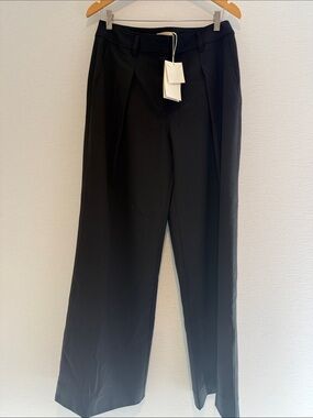 Ulla Johnson Black Wide-Leg Pleated Trousers